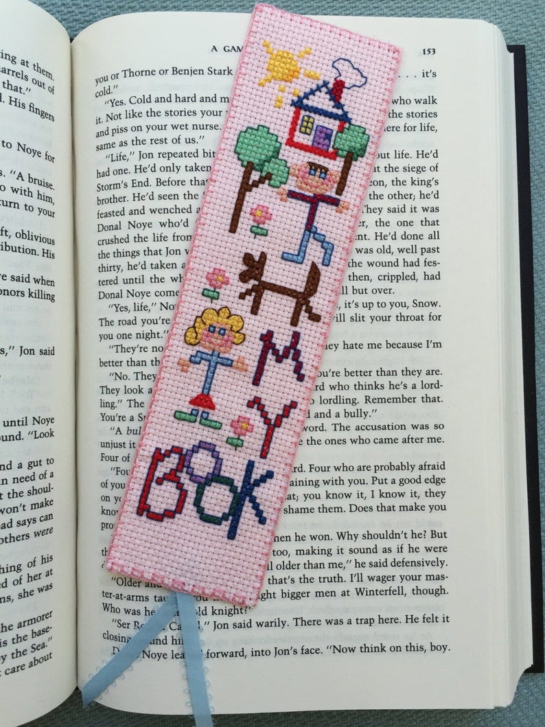 Cross Stitch Bookmark My Book Handcrafted Etsy