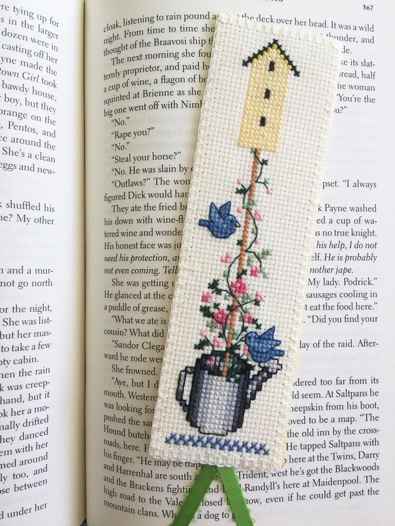 Finished Cross Stitch Bookmark My Backyard Flower IV | Etsy