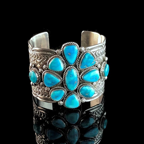 Extra Wide Kingman Turquoise Bracelet by Tillie Jon