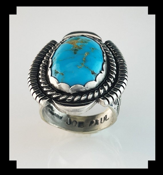 Phenomenal Vintage Native American Navajo 9 Kingman Turquoise Sterling Silver Large Ring Phenomenal Vintage Native American Navajo 9 Kingman Turquoise Sterling Silver Large Ring