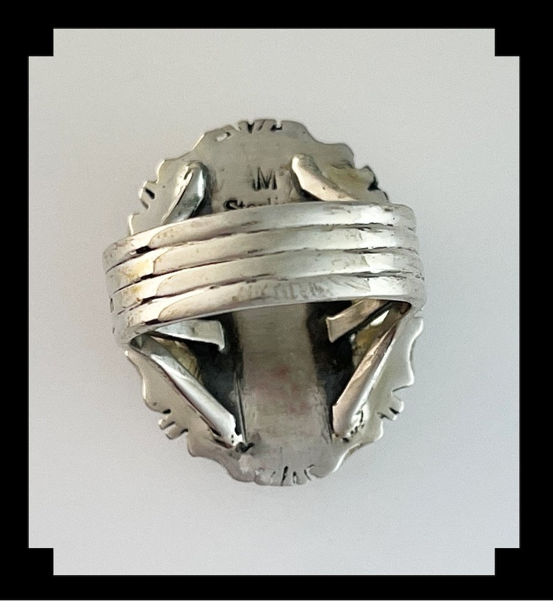 Native American Charoite and Double Stack Sterling Ring Size 8
