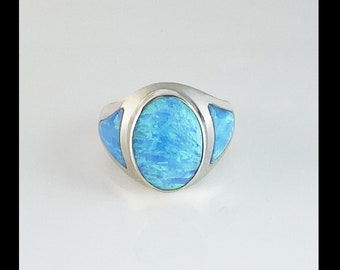Sleek Opalite Inlay Ring Size 9 3/4
