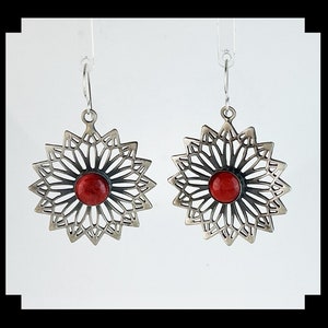 Brushed Sterling and Spiny Oyster Earrings
