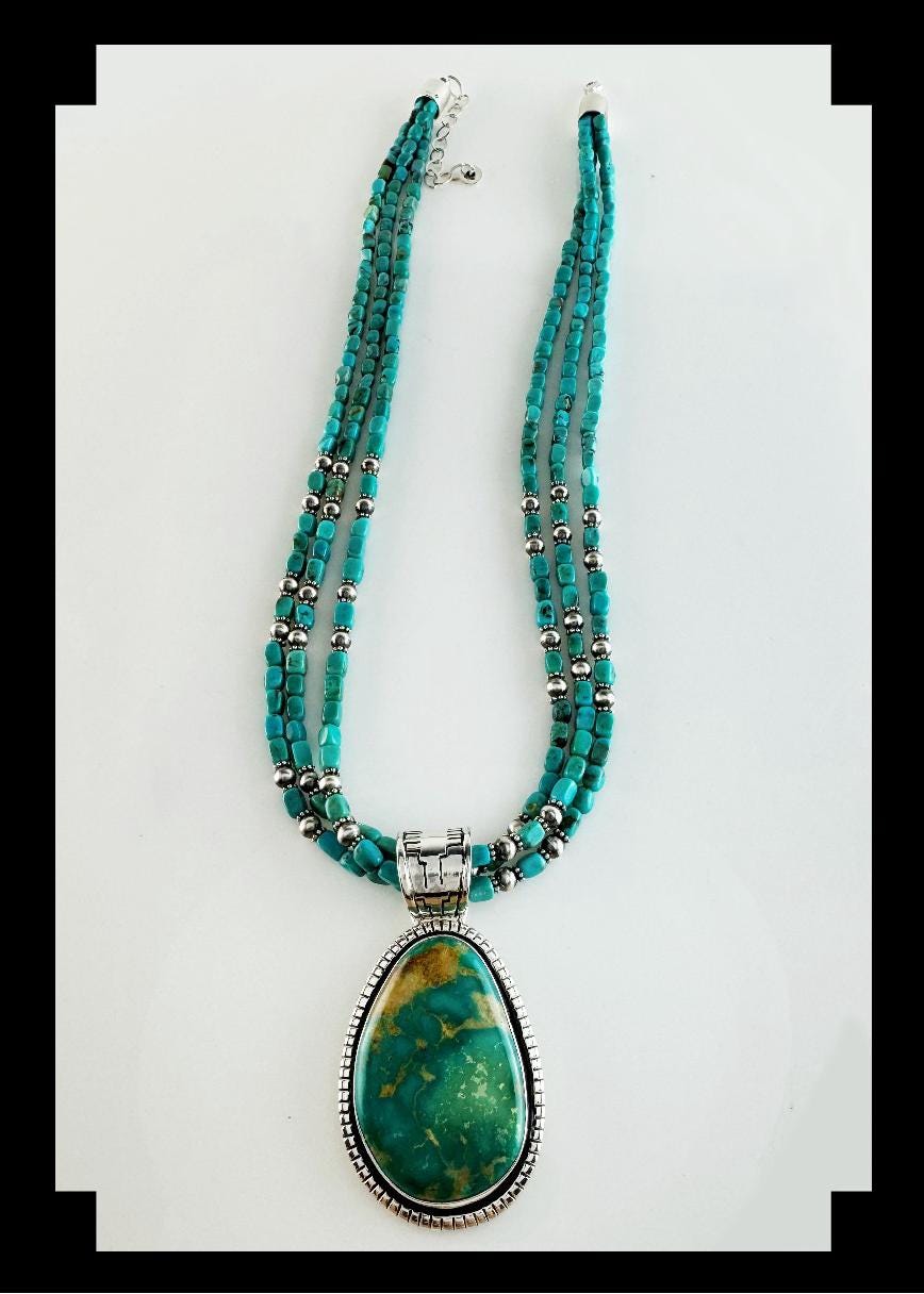 White Fox Creation: Navajo Pendant With Rare Armenian Turquoise on
