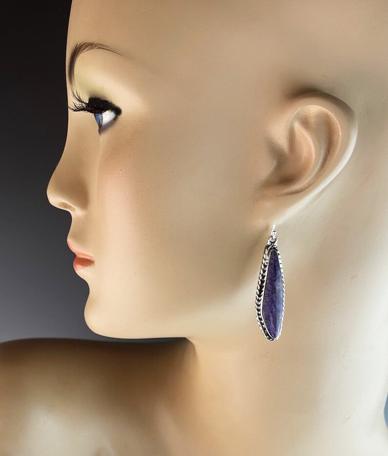 Native American Sterling and Charoite Earrings