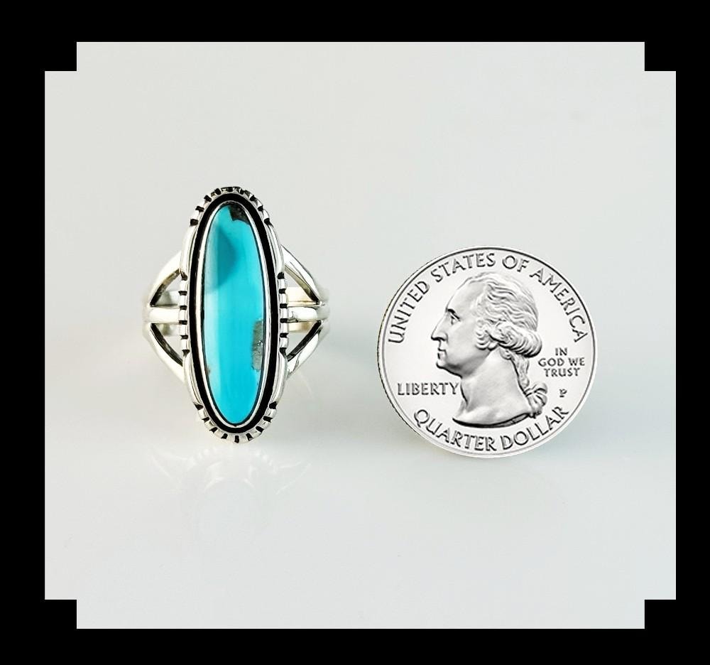 ブルーリッジターコイズのハンドメイドリング Handcrafted Sterling and Blue Ridge Turquoise Ring Size 9 1/4 - Etsy