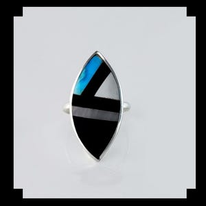 Vintage Zuni Multi Stone Inlay Ring  Size 5 1/2
