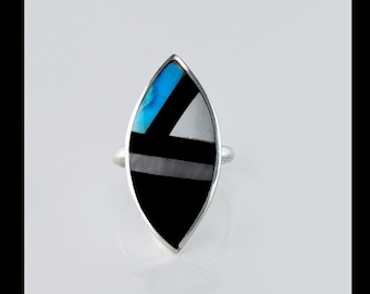 Pierścionek Vintage Zuni Multi Stone Inlay, rozmiar 5 1/2