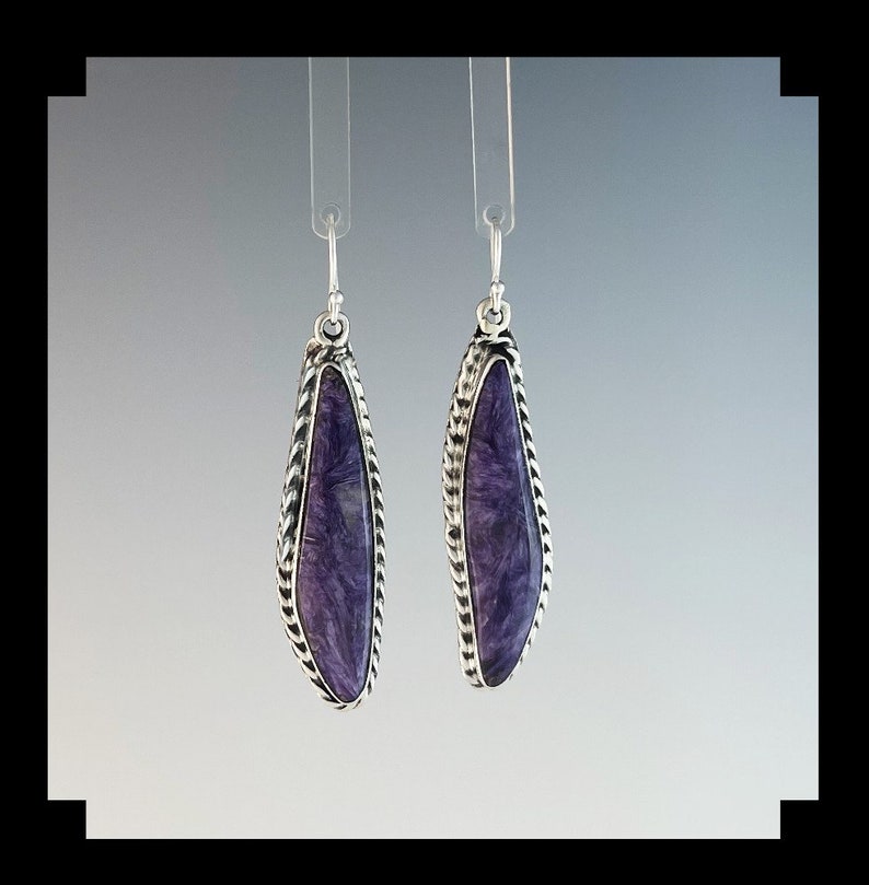 Native American Sterling and Charoite Earrings