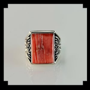 Sterling and Spiny Oyster Men&#39;s Ring  Size 13 1/4