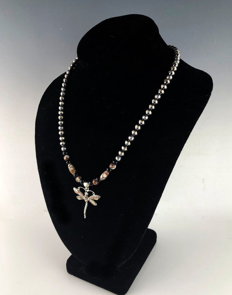 White Fox Creation Sterling and Wild Horse Magnesite Inlaid Dragonfly