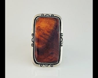 Sterling and Spiny Oyster Ring   Size 9 3/4