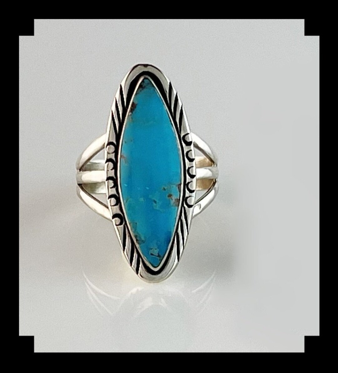 Sterling and Kingman Turquoise Ring Size 7 3/4 - Etsy