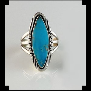 Sterling and Kingman Turquoise Ring Size 7 3/4
