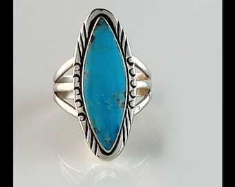 Sterling und Kingman Türkis Ring Größe 7 3/4