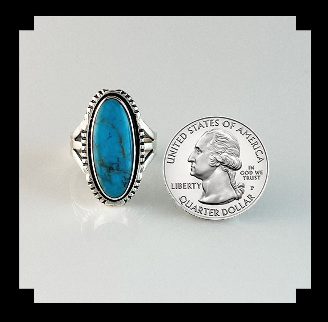 Sterling and Kingman Turquoise Ring Size 8 - Etsy