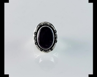 Handcrafted Sterling and Purple Spiny Oyster Ring  Size 8