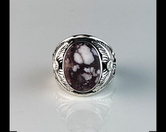 Sterling and Wild Horse Magnesite Men's Ring   Size 12