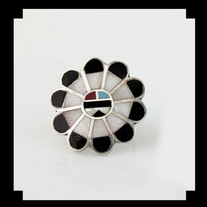 Vintage Zuni Inlay Sunface-ringmaat 6 3/4