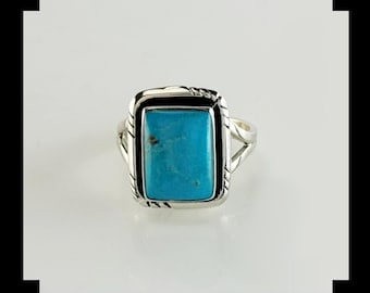 Handgefertigte Sterling Silber und Kingman Türkis Ring Größe 10