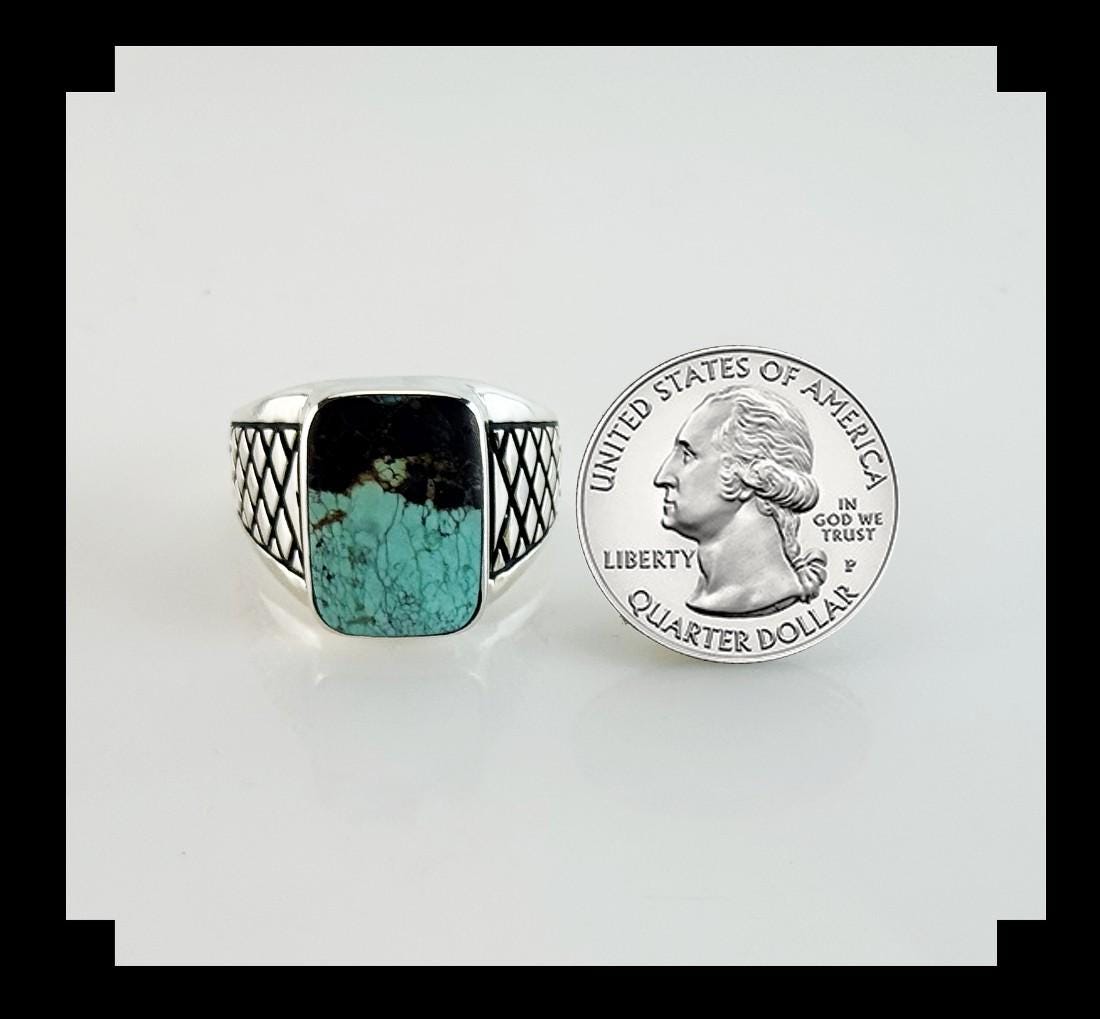 Anello Uomo Argento 925 Con Zaffiro Verdastro-blu 1,70 Ct – Solitario, Made In India, Maharajah Jewels