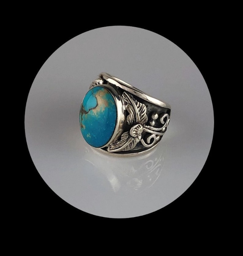 Sterling and Turquoise Men/'s Ring Size 11 34