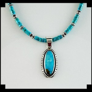White Fox Creation: Blue Ridge Turquoise hanger aan sterlingzilver en turquoise ketting