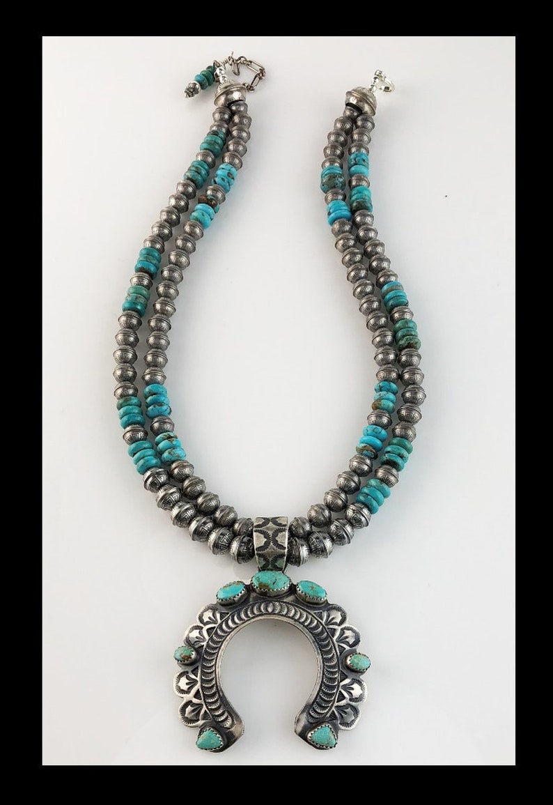 Navajo Sterling and Turquoise Naja on Navajo Sterling Beads Etsy