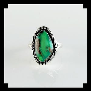 Handcrafted Sterling Silver and Sonoran Gold Turquoise Ring Size 7