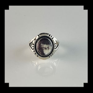 Handcrafted Sterling and Wild Horse Magnesite Ring   Size 8 1/2