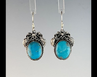 Charming Sterling and  Kingman Turquoise Earrings