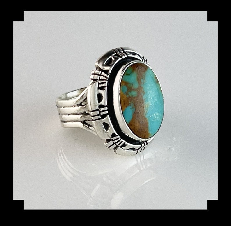 Navajo Sterling and Turquoise Double Stack Ring