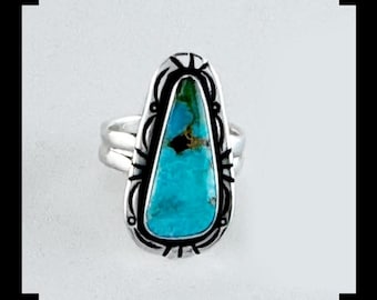 Handgefertigte Sterling und Kingman Türkis Ring