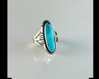 Handcrafted Sterling and Blue Ridge Turquoise Ring Size 9 1/4 - Etsy