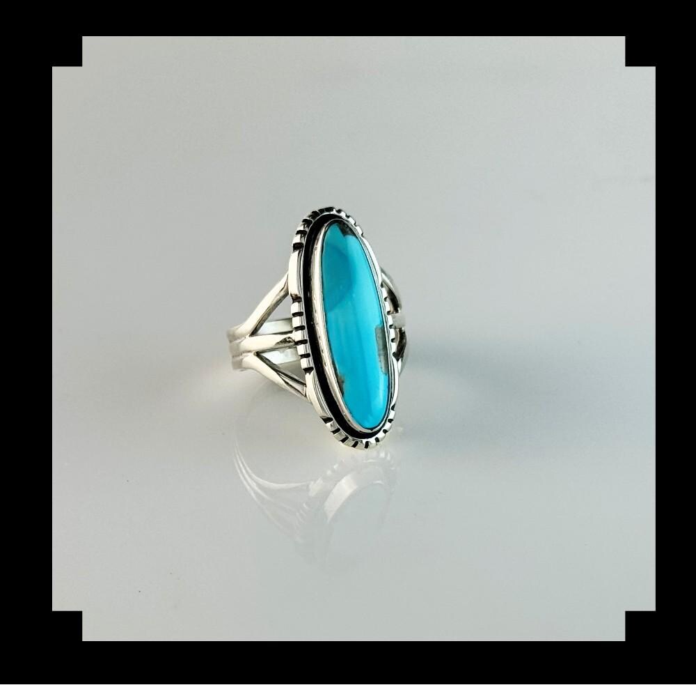 Handcrafted Sterling and Blue Ridge Turquoise Ring Size 9 1/4 - Etsy