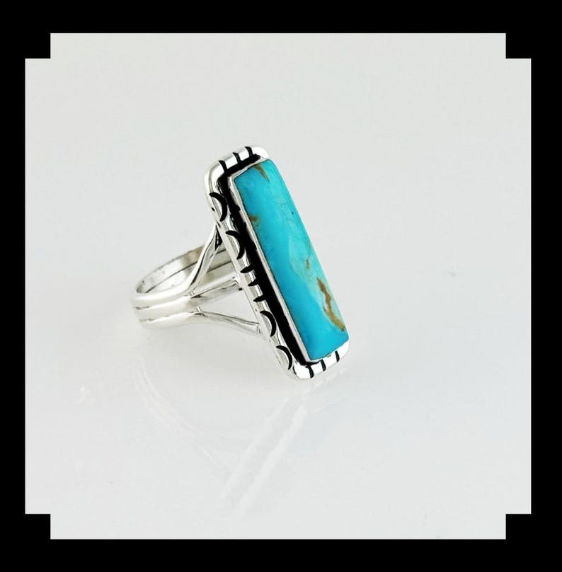 Handcrafted Sterling Silver and Kingman Turquoise Ring Size 8 3/4 - Etsy