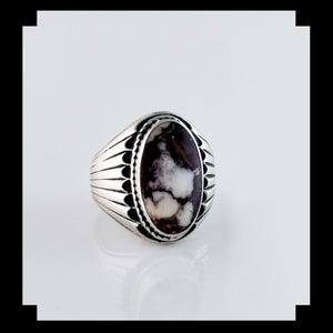 Handcrafted Sterling and Wild Horse Magnesite Ring   Size 7 3/4