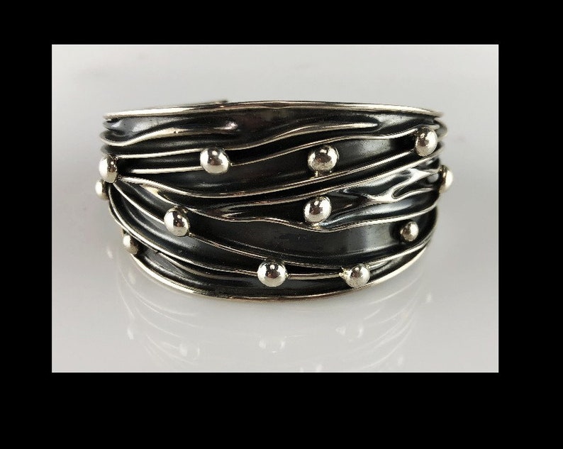 Unique Wrinkled and Studded Sterling Bracelet