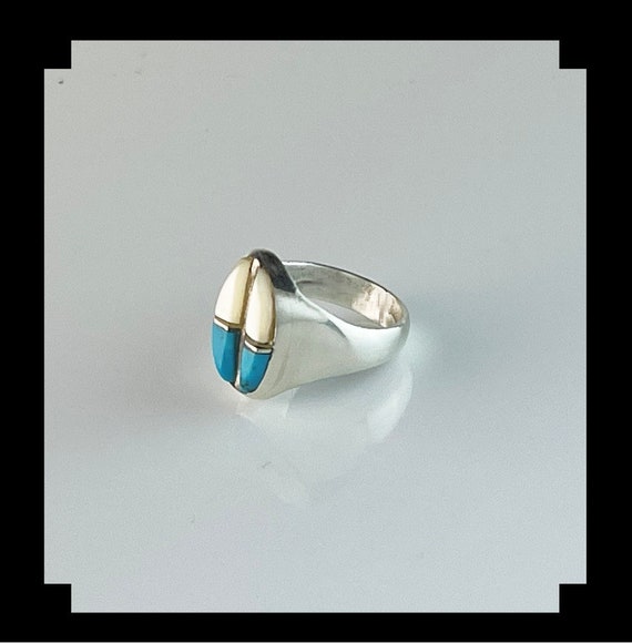 Vintage Navajo Rolled Inlay Ring - image 2