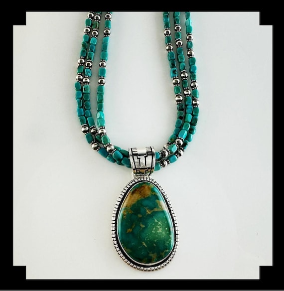 White Fox Creation: Navajo Pendant With Rare Armenian Turquoise on