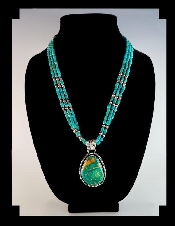 White Fox Creation: Navajo Pendant With Rare Armenian Turquoise on