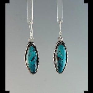 Blue Diamond Turquoise Sterling Silver Earrings