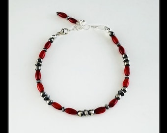 White Fox Sterling and Coral Bracelet