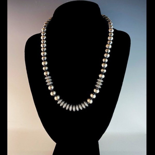 White Fox Creation: Chunky Sterling Navajo Pearl Necklace