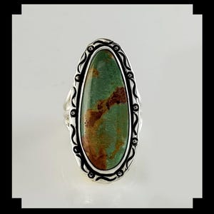 Handcrafted Sterling and Royston Turquoise Ring   Size 9