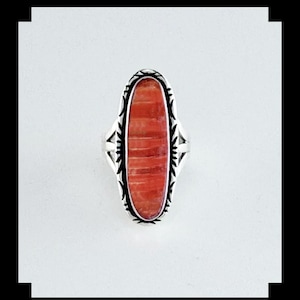 Handcrafted Sterling and Spiny Oyster Ring  Size 6 1/2