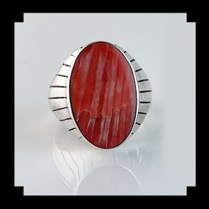 Handmade Sterling and Spiny Oyster Ring  Size 11