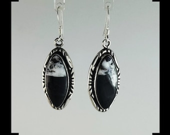 Handcrafted Sterling Silver and White Buffalo Earrings