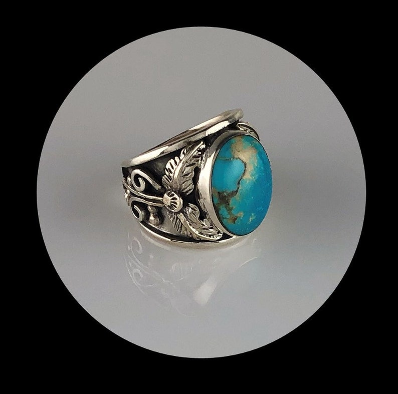 Sterling and Turquoise Men/'s Ring Size 11 34