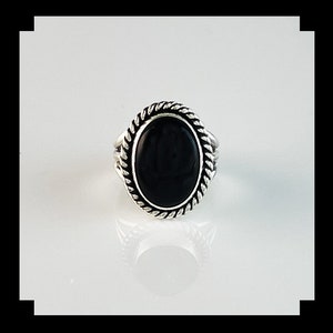 Handcrafted Sterling and Onyx Ring Sizes 8 1/2 and 10